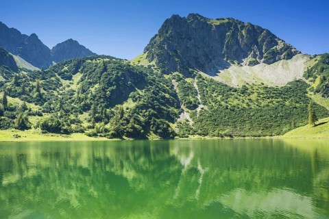 Rubihorn (1957m) and Unterer Gaisalpsee, Allgäu Alps, Allgäu, Bavaria, Germany, Europe