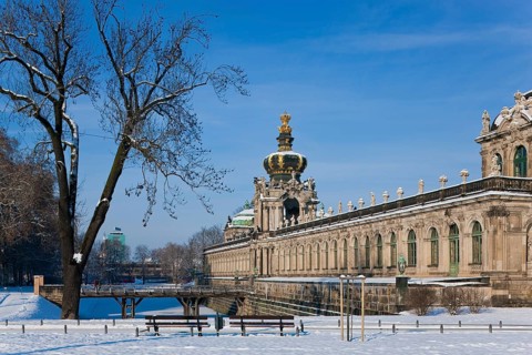 Zwinger in winter, the Dresden Zwinger, is one of the most important Baroque buildings from the
