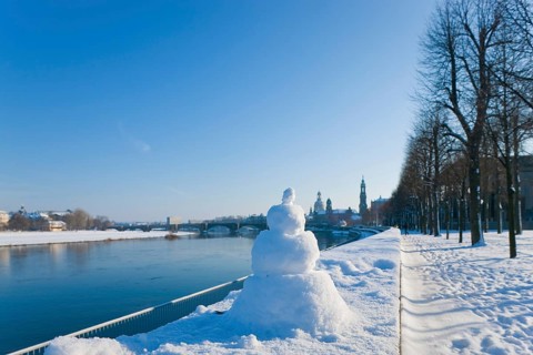 Dresden silhouette in winter