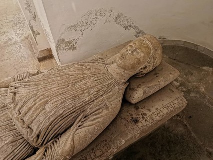 Grave of Geva, woman of the founder of the monastery, grave slab from the year 1200, St.