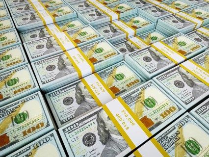 Finance wealth money concept, background of rows of US dollars bundles new 2013 edition
