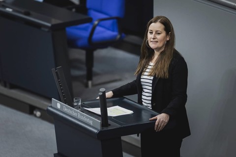 Janine Wissler, Mitglied des Deutschen Bundestages und Parteivorsitzende von Die LINKE, aufgenommen