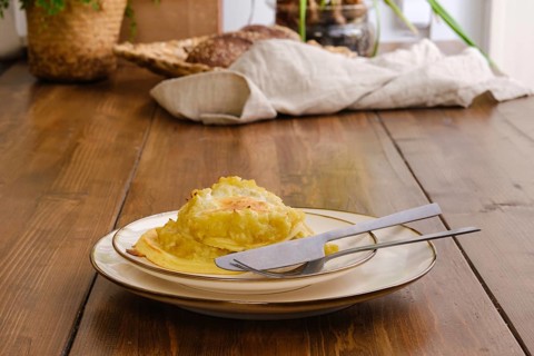 Portion of fried sweet apple pancakes on a plate