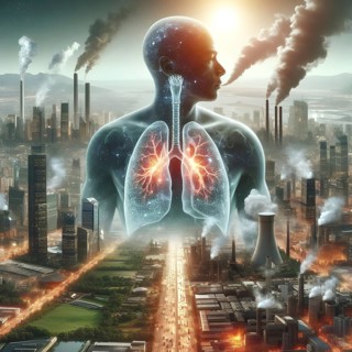 Air Pollution city and people suffers lung disease. Industrial pollution. Industrial smoke. Human