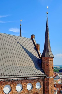 Tower and roof of the Georgenkirche, Old Town Hanseatic City of Wismar, Mecklenburg-Western