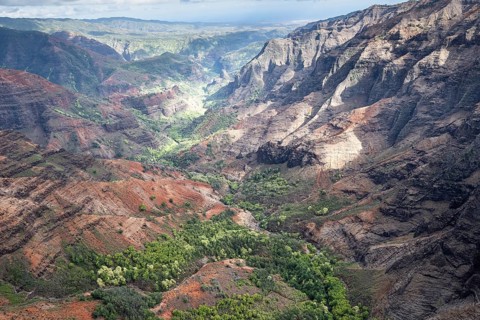 Aerial view Waimea Canyon, Waimea Canyon State Park, Kauai, Hawaii, USA, North America