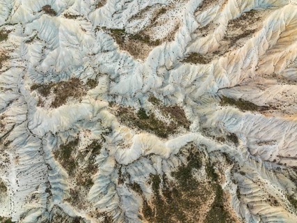 Bare ridges of eroded sandstone in the badlands of the Tabernas Desert, Europe's only true desert,