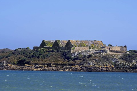 19th century gunpowder magazines on the Île des Morts, Island of the Dead in the Bay of Roscanvel,
