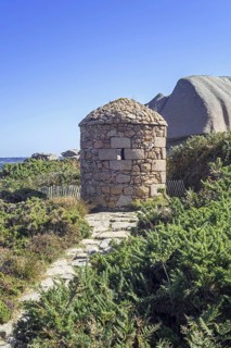 17th century customs officer's shelter along Côte de granit rose, Pink Granite Coast at