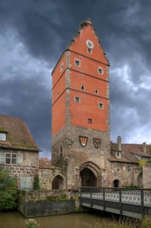Wörnitztor, completed around 1235, part of the medieval town wall, Dinkelsbühl, Bavaria, Germany,