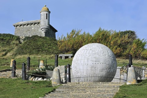 The Great Globe made of Portland stone near Durston Castle on the Isle of Purbeck along the