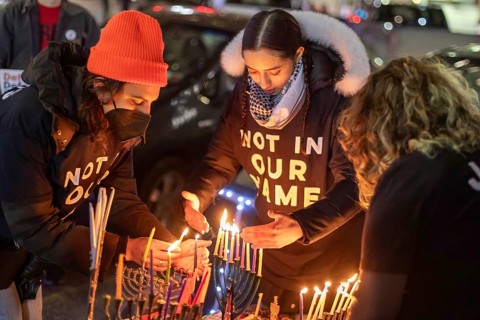 Detroit, Michigan USA, 7 December 2023, On the first night of Hanukkah, Jews for Ceasefire gathered
