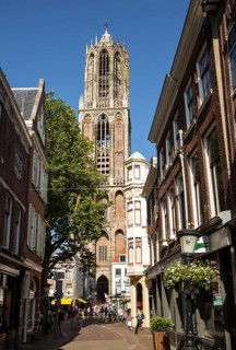 Famous fourteenth century Dom church tower in city of Utrecht, Netherlands