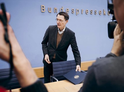 Karl Lauterbach (SPD), Federal Minister of Health, speaking at a federal press conference on the