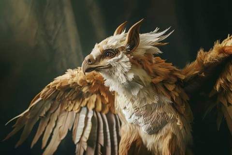 Close up of mythical griffin bird creature. Generative Ai, AI generated