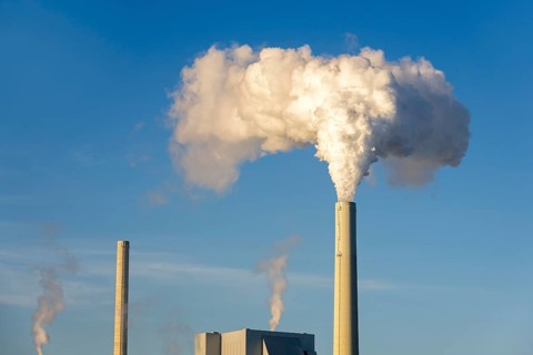 Symbolic image energy transition, fossil fuels, smoking chimneys, industrial plant, chimneys,