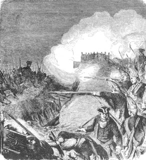 Attack on the redoubt at Stresow near Putbus on Rügen in 1715, Great Northern War, battle, rampart,