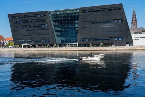 The Danish Royal Library, new building, the so-called Black Diamond, at the harbour, Copenhagen,