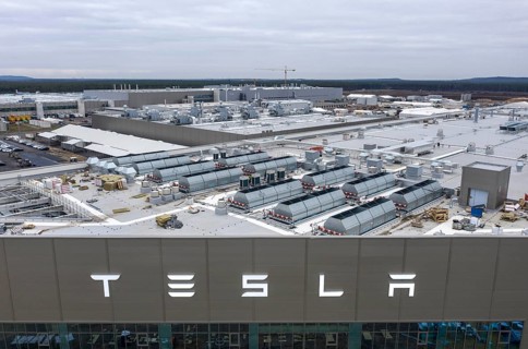 Aerial view of Tesla Giga Factory, battery factory, Grünheide, 28 01 2023
