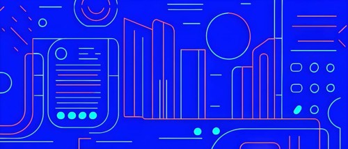 Abstract minimalist illustration theme in vibrant neon color accents symbolizing fun and ease, AI