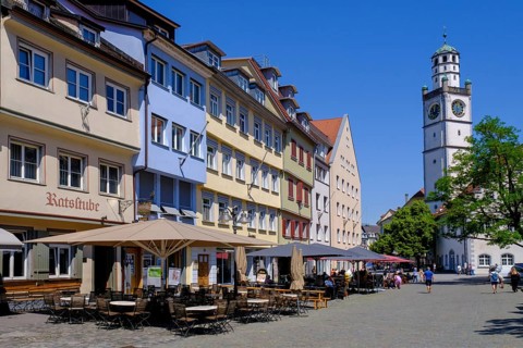 Marienplatz with Blaserturm, Ravensburg, Upper Swabia, Baden-Württemberg, Germany, Europe