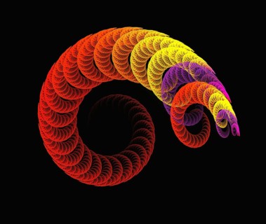 Abstract red spiral fractal background on the black