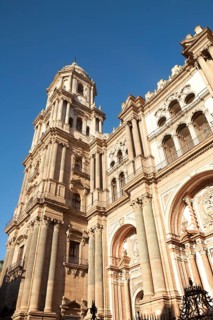 Baroque architecture exterior of the cathedral church of Malaga city, Spain, Santa Iglesia Catedral