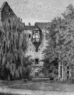 The Ruprechtsbau of Heidelberg Castle, Germany, Historical, digitally restored reproduction from a