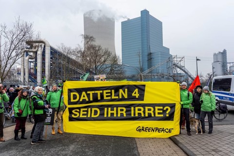 Protest action by the Fridays For Future movement at the Datteln 4 coal-fired power plant, against