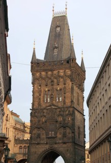 The Prague Powder Tower on Republic Square in the Old Town was built as part of the former royal