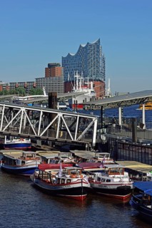 Germany, Hamburg, harbour, St. Pauli Landungsbrücken, Elbphilharmonie, Europe