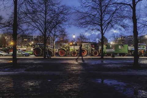 Road blockades in the centre of Berlin, taken as part of the farmers' protests in Berlin, 15.01