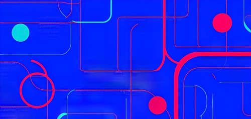 Abstract minimalist illustration theme in vibrant neon color accents symbolizing fun and ease, AI