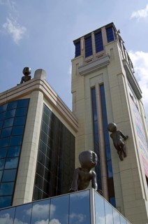 The Blankenberge Casino and the three babies from artist David Cerny, Belgium, Europe