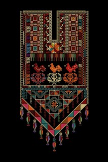 Embroidery vector Tatreez template, Palestinian fashion neck ornament