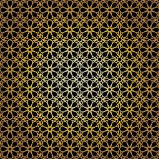 Geometric gold lace seamless pattern. Arabic tile lattice vector background.