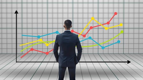 Symbolic image, stock market prices, falling prices, rising prices, global stock markets, money