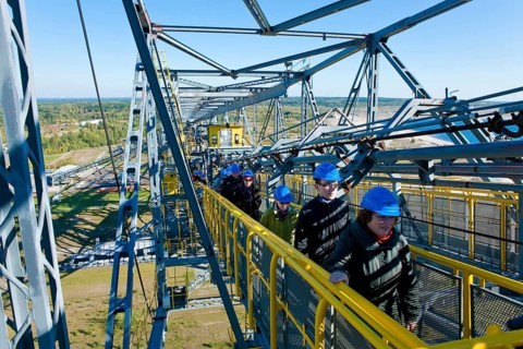 The F60 overburden conveyor bridge visitor mine is located on Bergheider See near the village of