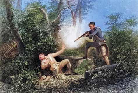 The Wyoming Fratricide, USA, c. 1750, Historical, digitally restored reproduction from a 19th