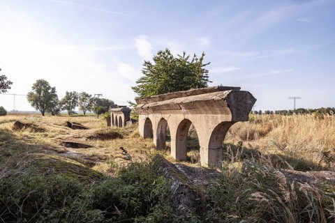 Blasted bunkers in the Peene meadows near the Historical-Technical Museum. National Socialists