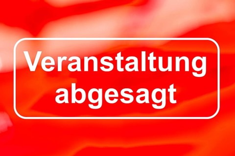VERSTALTUNG ABGABAGT lettering against a red background