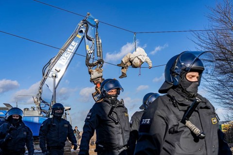 Beginning of the eviction of the Lützerath hamlet, camp of climate activists and squatters, at the