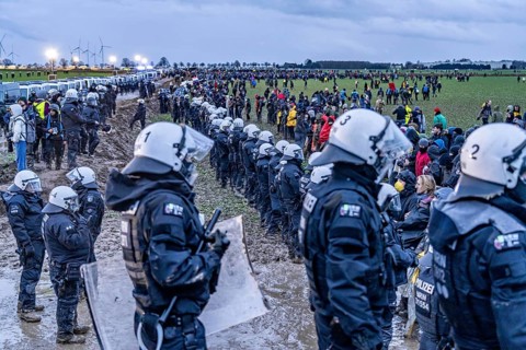 Violent clashes between thousands of demonstrators and the police, after a demonstration against
