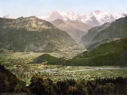 Beatenburg, Beatenberg, from Amisbuhl, Bernese Oberland, Switzerland, Historic, digitally restored