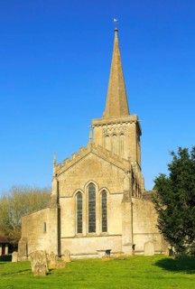 Church of Saint Mary the Virgin with steeple, Bishops Cannings, Wiltshire, England, UK