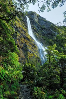 Waterfall on the Routebrun Track, Routeburn Valley, Routeburn Track, Humboldt Mountains, Mount