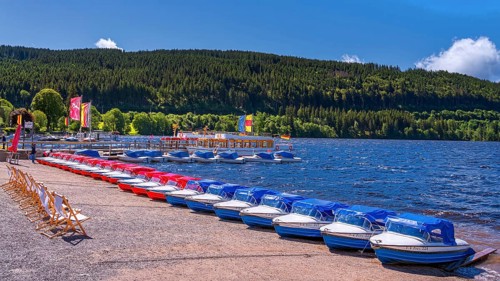 Landscape, nature, lake, Titisee, boats, boat hire, Black Forest, Germany, Europe