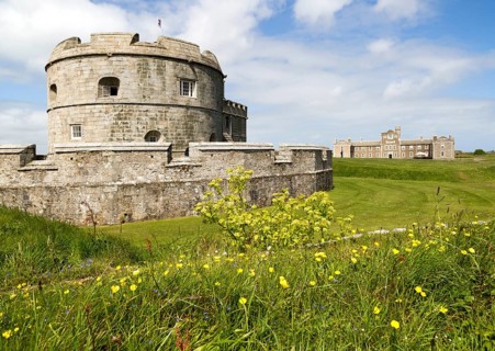 Historic buildings at Pendennis Castle, Falmouth, Cornwall, England, UK