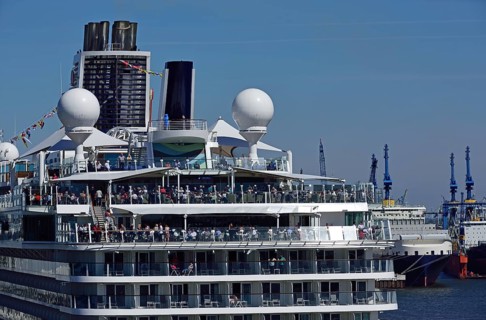 Europe, Germany, Hamburg, Elbe, Cruise Centre Altona, passenger ship, Mein Schiff 6, deck