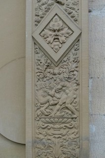 Stone relief, detail on wall, mythical creature, lion depiction, art, Hohentübingen Castle, Museum